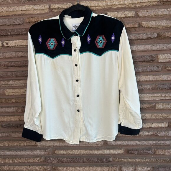 Vintage Roper Women's Aztec Pearl Snap Western Shirt Size Large AS Found - Picture 10 of 10